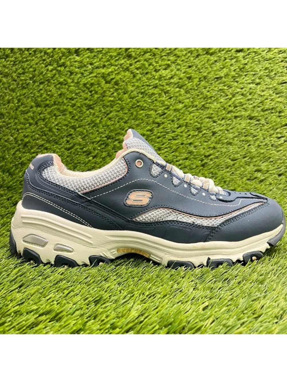 Skechers D'Lites Biggest Fan Womens Size 9.5E Blue White Running Shoes Sneakers